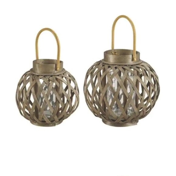 Hampton Bay Woven Lantern with Metal Handle (Set of 2) - Picture 1 of 2